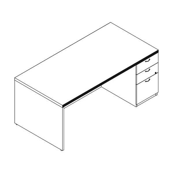 Groupe Lacasse Desk, Right Single Pedestal, BBF, 72inWx36inDx29-1/2inH, Sahara LAS72KS3672UFR - main